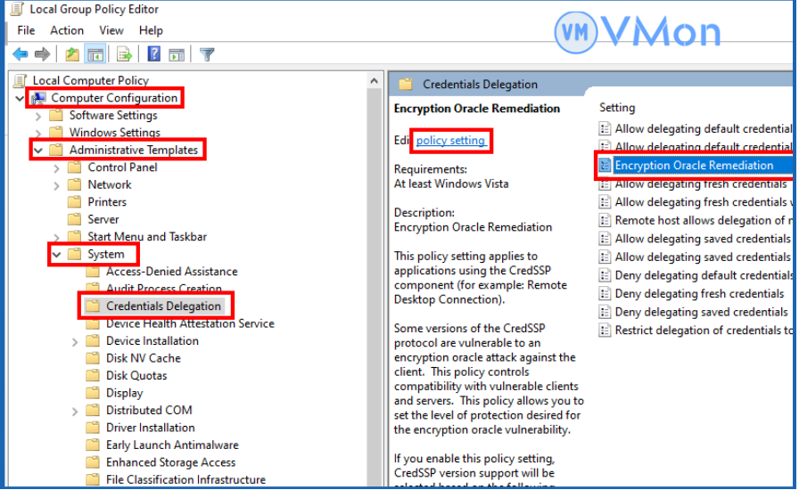 Double Click vào "Encryption Oracle Remediation"