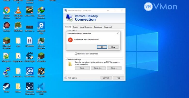 lỗi an internal error has occurred