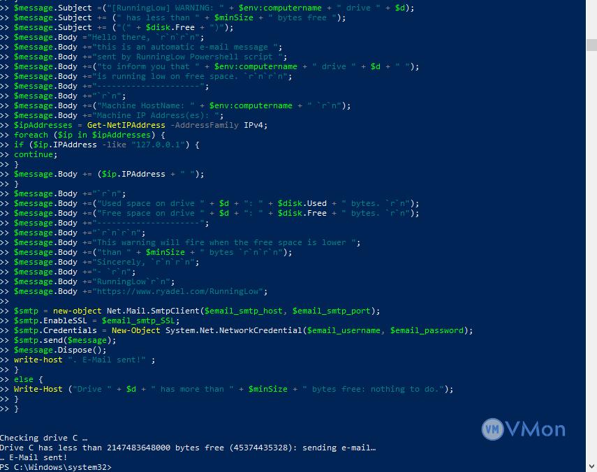 Hướng Dẫn Tạo Script PowerShell "RunningLow" Kiểm Tra Dung Lượng Ổ Đĩa Và Gửi Email 1 anh1 28