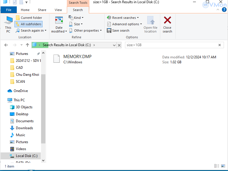 Hướng dẫn Cách tìm các tệp lớn chiếm nhiều dung lượng ổ cứng trên Windows 1 anh1 40