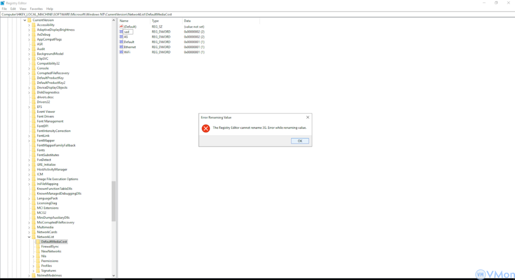 Hướng dẫn Cách Khắc Phục Lỗi "Editor Cannot Rename" Hoặc "Edit Protected the Registry Key" 1 anh1 52