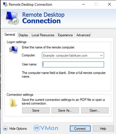 General tab remote desktop General tab remote desktop