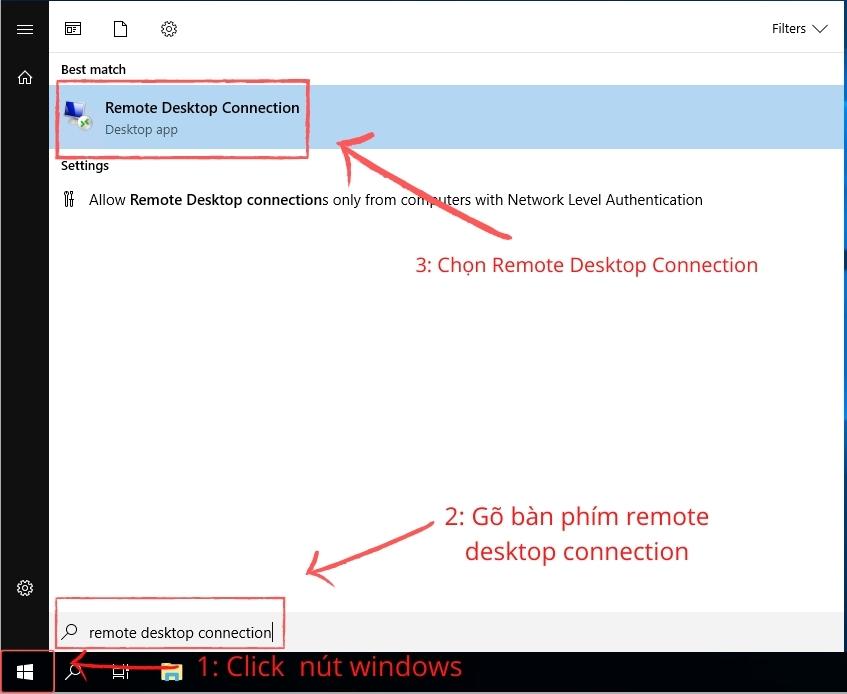 Mở Remote Desktop Mở Remote Desktop