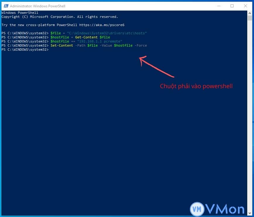Thêm ip vào file hosts bằng powershell Thêm ip vào file hosts bằng powershell