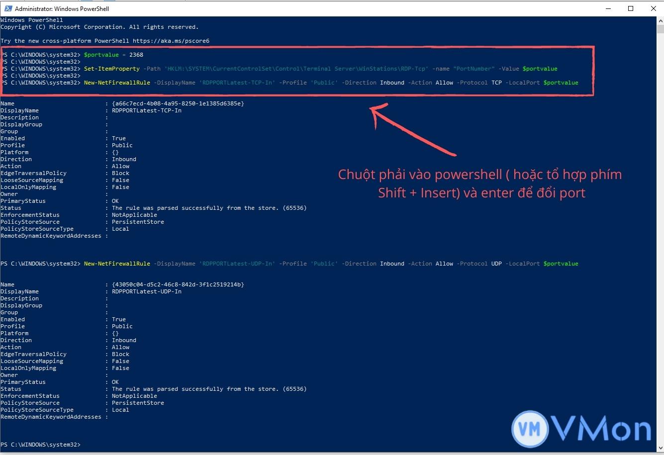 Đổi port remote desktop bằng powershell Đổi port remote desktop bằng powershell